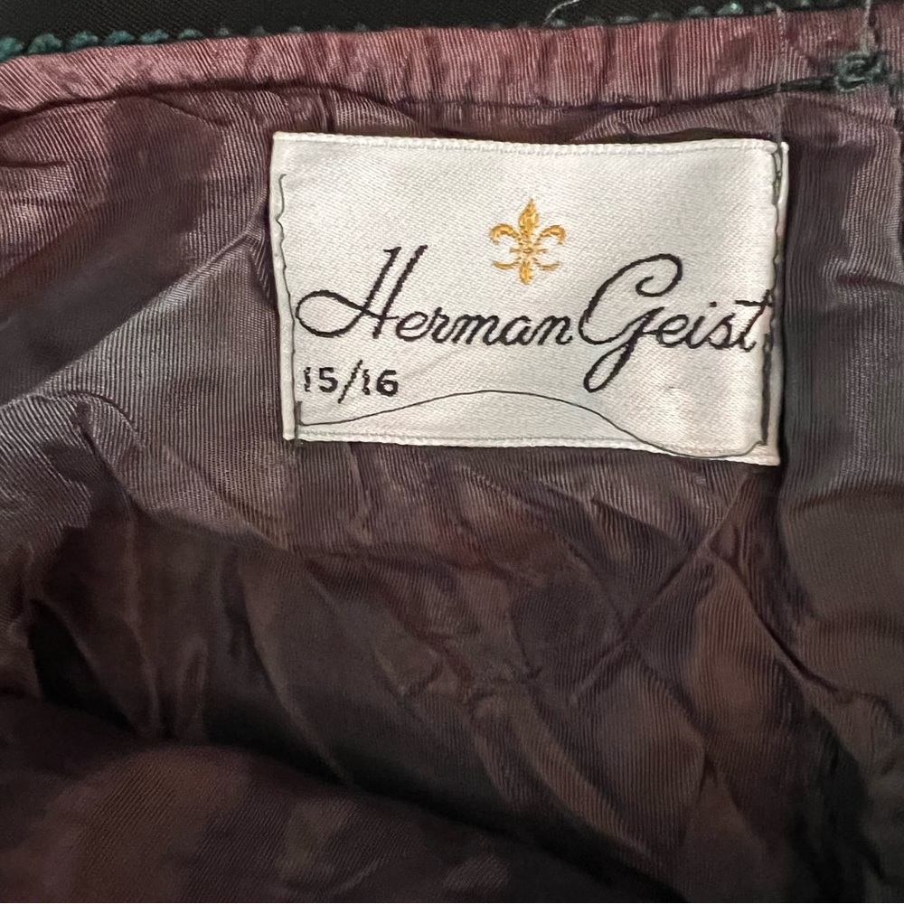 Vintage Herman Geist Emerald Green Corduroy Skirt 15/16 A-Line Midi Pockets - Picture 5 of 6